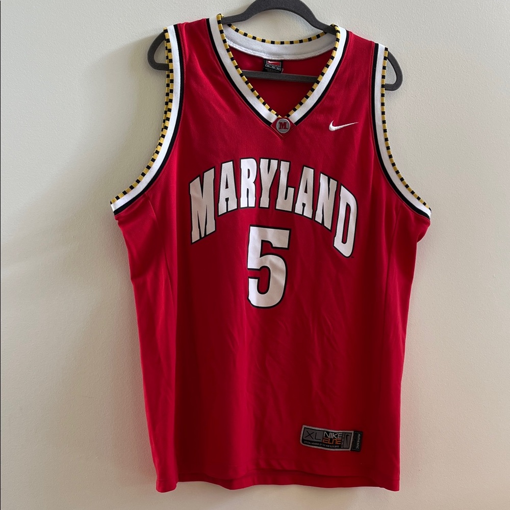Men's Maryland Terrapins TERPS Nike Elite Basketball Jersey #5 Size XL Red